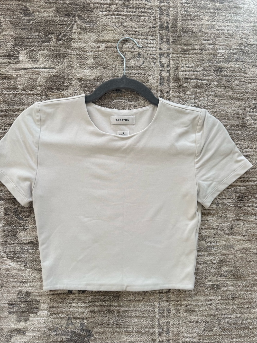 Aritizia Babaton Cream Crewneck Crop Tee